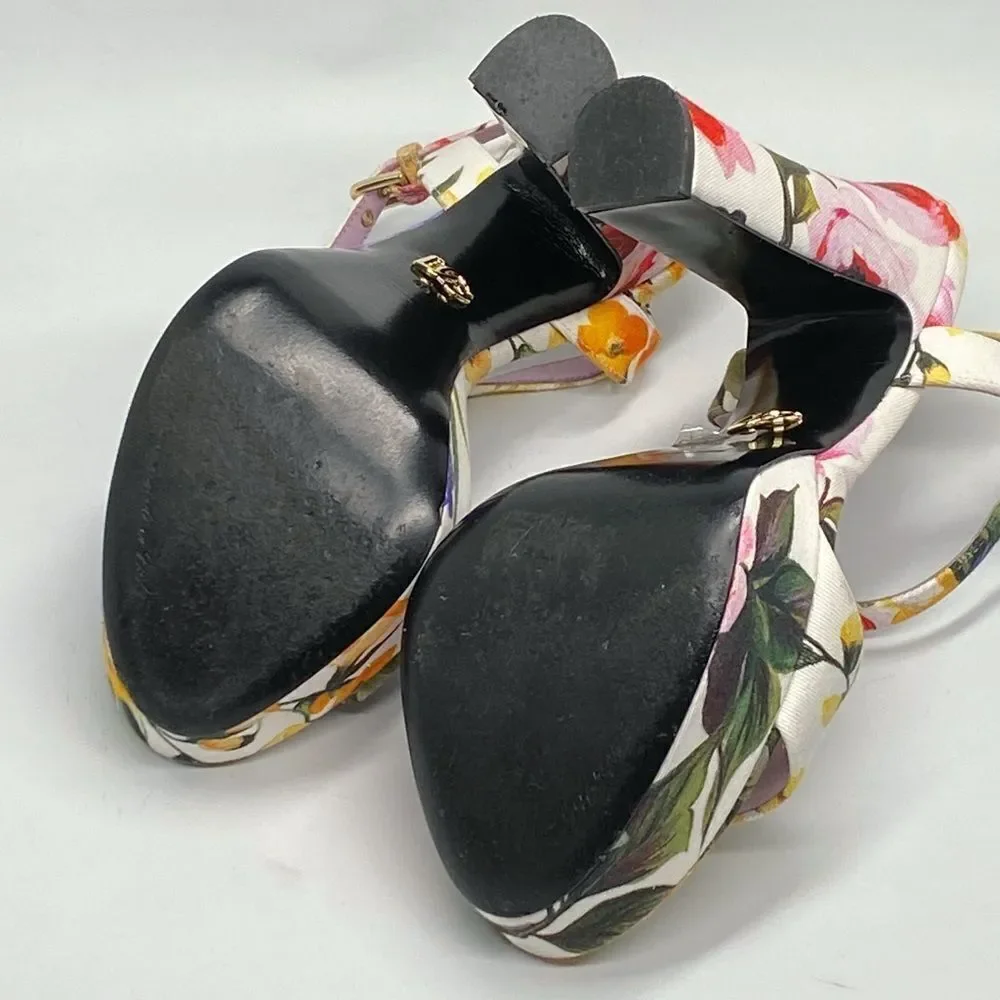 Dolce & Gabbana floral-print gabardine platform sandals size 38